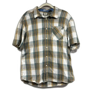Volcom Men's Plaid Short Sleeve Button-Up Shirt - XL - Gray, Blue, Ivory